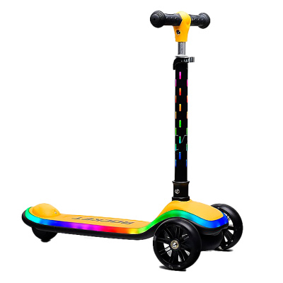 Самокат трёхколесный складной с подсветкой Rocket R0200 желто черный 1